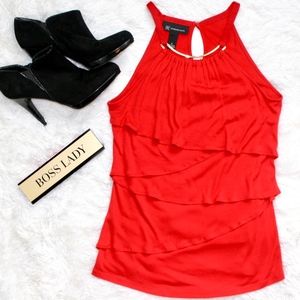 INC Red Tiered Elegant Top